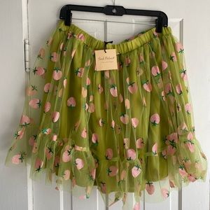 Smak Parlour Avocado and Strawberry Twirl Power Flare Skirt